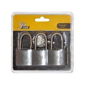 Set 3 SeaLock Arch padlocks 30mm Shackle H.24mm -3 keys LZ11906