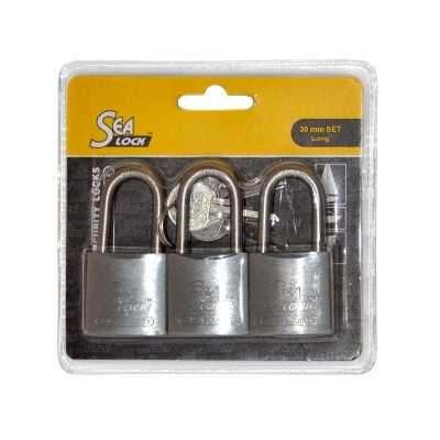 Set 3 SeaLock Arch padlocks 30mm Shackle H.24mm -3 keys LZ11906
