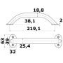 Corrimano in acciaio inox Tubo ovalizzato 219mm Sezione 19x25mm N60940603986-18%