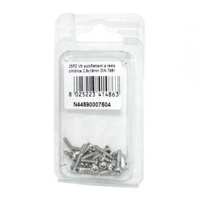 Viti autofilettanti a testa cilindrica DIN7981 Inox A2 2,9x19mm 25pz N44590007504
