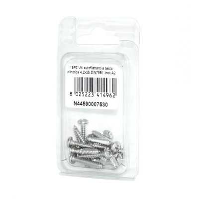 Viti autofilettanti a testa cilindrica DIN7981 Inox A2 4,2x25mm 15pz N44590007530