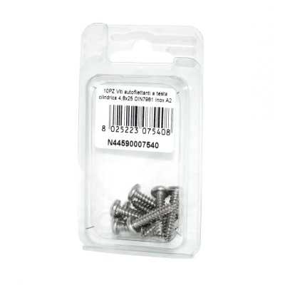 Viti autofilettanti a testa cilindrica DIN7981 Inox A2 4,8x25mm 10pz N44590007540