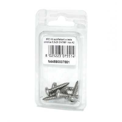 Viti autofilettanti a testa cilindrica DIN7981 Inox A2 5,5x25mm 6pz N44590007551