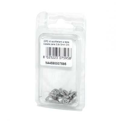 Viti autofilettanti a testa svasata piana DIN7982 Inox A2 3,9x13mm 20pz N44590007595