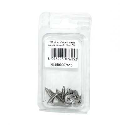Viti autofilettanti a testa svasata piana DIN7982 Inox A2 4,8x19mm 12pz N44590007615