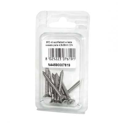 Viti autofilettanti a testa svasata piana DIN7982 Inox A2 4,8x38mm 8pz N44590007619