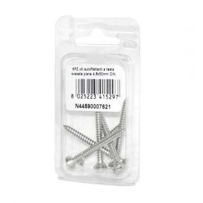 Viti autofilettanti a testa svasata piana DIN7982 Inox A2 4,8x50mm 6pz N44590007621