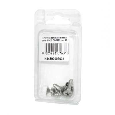 Viti autofilettanti a testa svasata piana DIN7982 Inox A2 5,5x25mm 6pz N44590007631