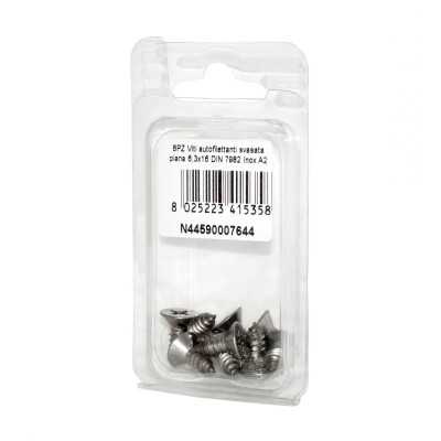 Viti autofilettanti a testa svasata piana DIN7982 Inox A2 6,3x16mm 8pz N44590007644