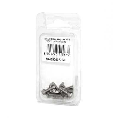 Viti a testa esagonale piana Inox A2 DIN933 UNI5739 4x16mm 15pz N44590007784