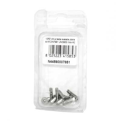 Viti a Brugola DIN7991 UNI5933 Inox A2 a testa svasata piana 4x16mm 10pz N44590007851