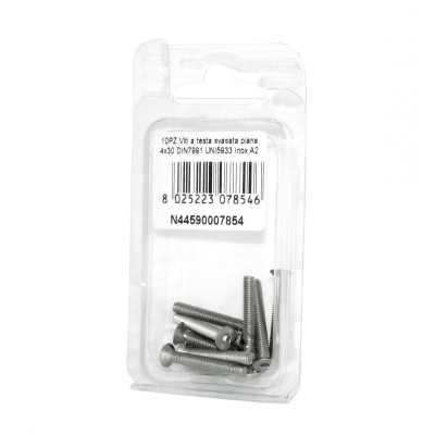 Viti a Brugola DIN7991 UNI5933 Inox A2 a testa svasata piana 4x30mm 10pz N44590007854