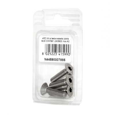 Viti a Brugola DIN7991 UNI5933 Inox A2 a testa svasata piana 8x30mm 4pz N44590007885