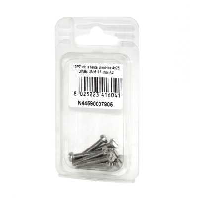 A2 DIN 84 UNI 6107 Stainless steel Cylindrical Head Screws 4x25mm 10pcs N44590007905