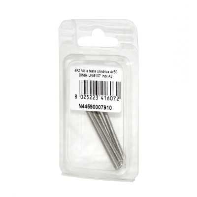 A2 DIN 84 UNI 6107 Stainless steel Cylindrical Head Screws 4x60mm 4pcs N44590007910