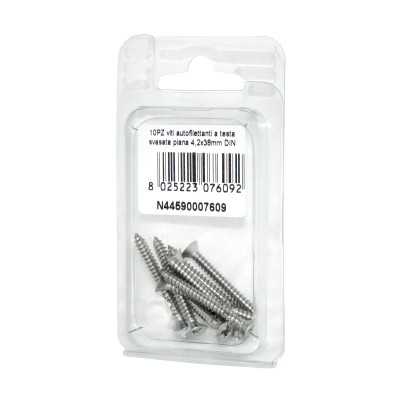 Viti autofilettanti a testa svasata piana DIN7982 Inox A2 4,2x38mm 10pz N44590007609