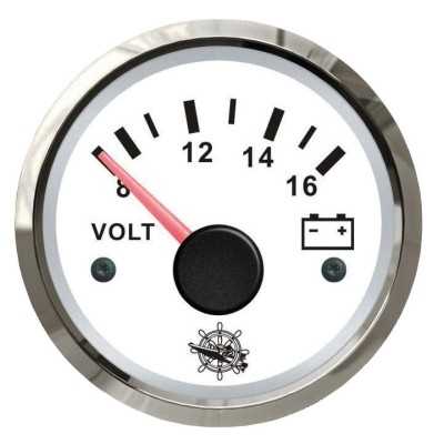 Osculati 12V Voltmeter Scale 8/16V White Dial Glossy Bezel OS2732214
