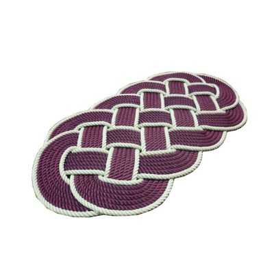 Tappeto ovale in corda ritorta 600x330mm Color Bordeaux e Bianco FNI0808987-30%