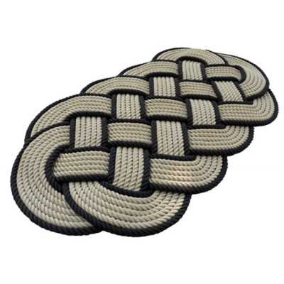 Tappeto ovale in corda ritorta 600x330mm Color Canapa e Nero FNI0808989-30%