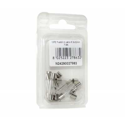Kit 10 Fusibili in vetro 7.5A 6.3x32mm per strumentazione N24290027863-0%