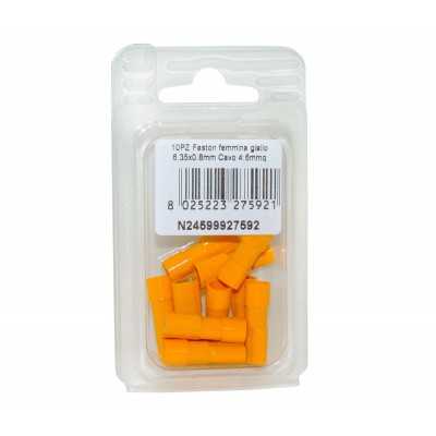 Faston Femmina Giallo Linguetta 6.35x0.8mm Cavo 4:6mmq 10PZ N24599927592-0%