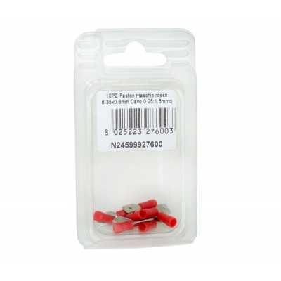 Faston Maschio Rosso Linguetta 6,35x0,8mm Cavo 0.25:1.5mmq 10PZ N24599927600-0%
