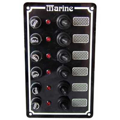 Anodized aluminium panel with 6x10A switches 6 fuses 6LED N50423727722