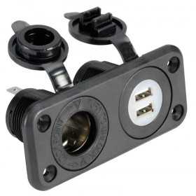 Lighter socket + double USB black 12/24V Input 5V USB Output N50523027251