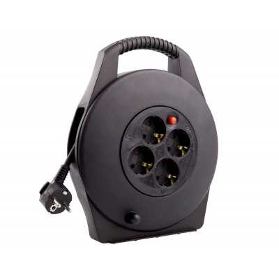 Electric Extension Spool with Cable Retractable 10m 3x1.5mm H05VV-F 4 Sockets N50523521100