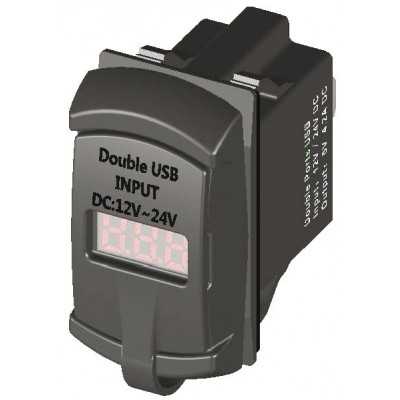 Presa corrente 12/24V con doppia USB e voltmetro OS1419561-18%