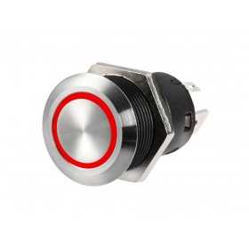 FLAT stainless steel switch ON-OFF 12V 20A Red LED OS1421502