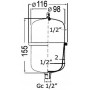 1L Universal accumulator tank for fresh water pumps OS1612601