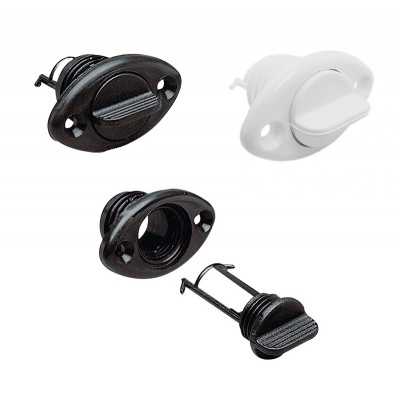 Boccola scarico ovale 54x33mm con tappo in nylon Nero N40137701723N-5%