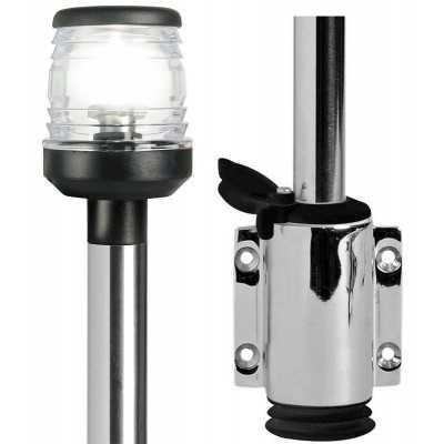 Asta Classic 360° in acciaio inox Fissaggio a parete estraibile 100cm Fanalino Nero OS1111010-18%