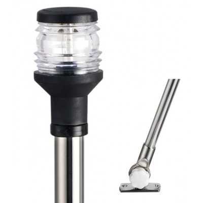 Compact folding pole in stainless steel with Mooring light 360° Black 60cm OS1112703