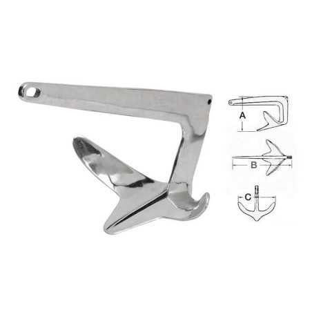 Ancora Trefoil in Acciaio Inox AISI 316 lucidato a specchio 7,5kg OS0110907-18%