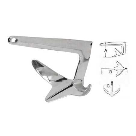 Ancora Trefoil in acciaio inox AISI 316 lucidato a specchio 15kg OS0110915-18%