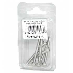 Viti a testa cilindrica con Intaglio DIN84 UNI6107 Inox A2 5x45mm 6pz N44590007919