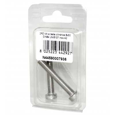 Viti a testa cilindrica con Intaglio DIN84 UNI6107 Inox A2 8x50mm 2pz N44590007936
