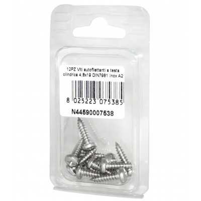 Viti autofilettanti a testa cilindrica DIN7981 Inox A2 4,8x19mm 12pz N44590007538