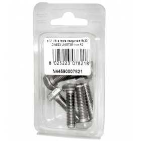 Viti a testa esagonale piana Inox A2 DIN933 UNI5739 8x30mm 6pz N44590007821