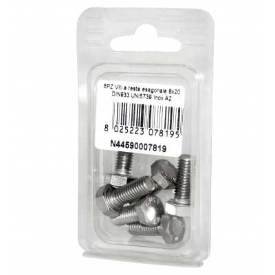 Viti a testa esagonale piana Inox A2 DIN933 UNI5739 8x20mm 6pz N44590007819
