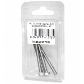 Viti a testa esagonale piana Inox A2 DIN933 UNI5739 5x60mm 4pz N44590007804