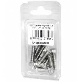 Viti a testa esagonale piana Inox A2 DIN933 UNI5739 6x25mm 10pz N44590007808