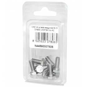 Viti a testa esagonale piana Inox A2 DIN933 UNI5739 6x16mm 10pz N44590007806
