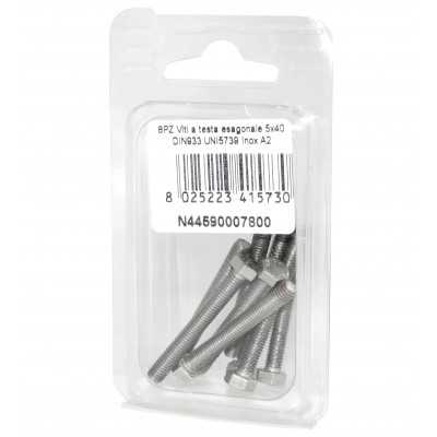Viti a testa esagonale piana Inox A2 DIN933 UNI5739 5x40mm 8pz N44590007800