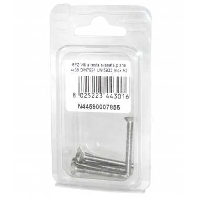 Viti a Brugola DIN7991 UNI5933 Inox A2 a testa svasata piana 4x35mm 6pz N44590007855