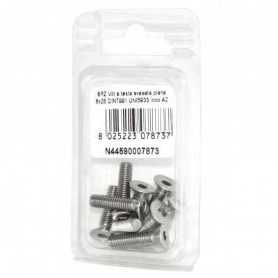Viti a Brugola DIN7991 UNI5933 Inox A2 a testa svasata piana 6x25mm 8pz N44590007873
