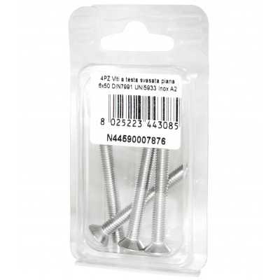 Viti a Brugola DIN7991 UNI5933 Inox A2 a testa svasata piana 6x50mm 4pz N44590007876