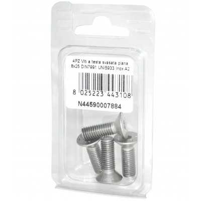 Viti a Brugola DIN7991 UNI5933 Inox A2 a testa svasata piana 8x25mm 4pz N44590007884